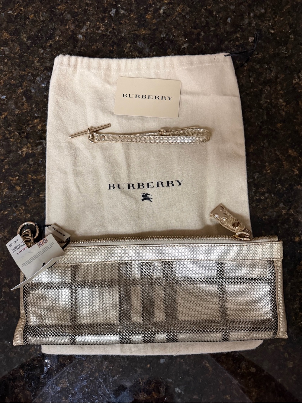 Burberry Tan Plaid Wristlet with Gold Hardware - Picture 4 of 7